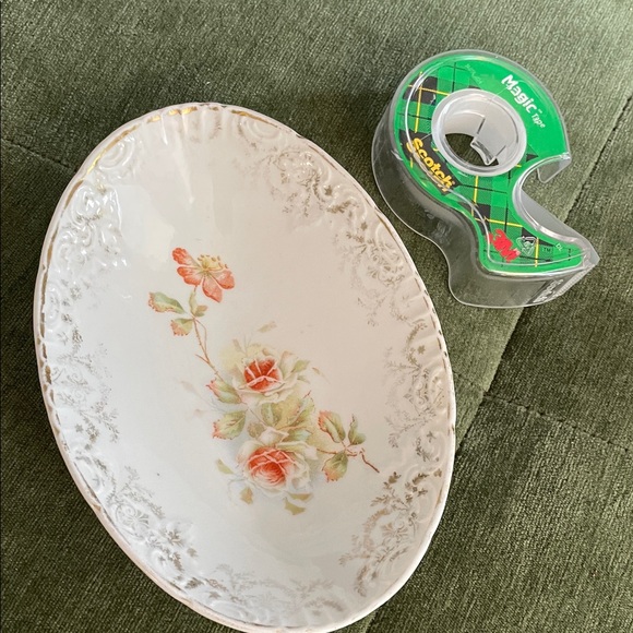 Germany Carl Tielsch Dish Floral Gold Rose 3552 33 candy soap jewelry sauce pink - Picture 1 of 12